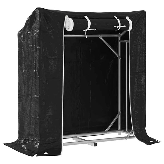 vidaxL Firewood Rack with Rain Cover 100,5x40,5x110,5 cm Galvanised Steel