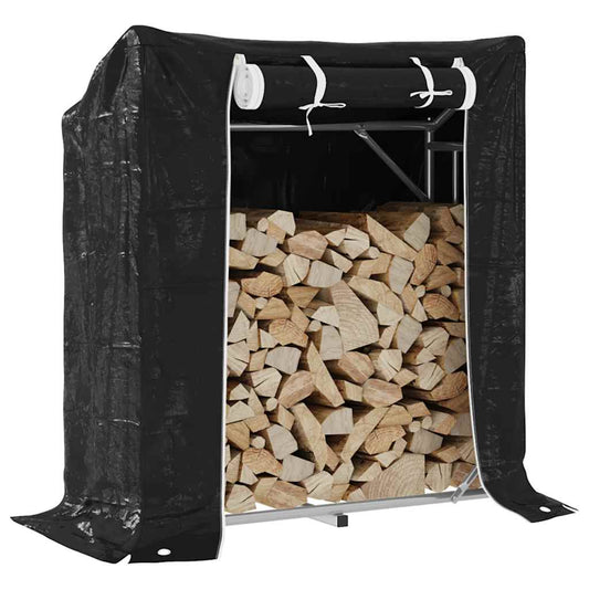vidaxL Firewood Rack with Rain Cover 100,5x40,5x110,5 cm Galvanised Steel