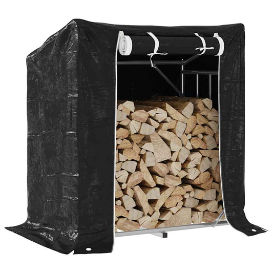 vidaxL Firewood Rack with Rain Cover 101x61x110,5 cm Galvanised Steel