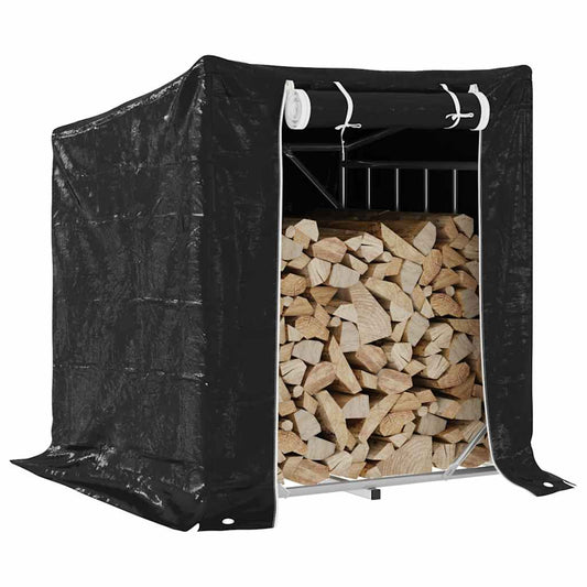 vidaxL Firewood Rack with Rain Cover 100,5x80,5x110,5 cm Galvanised Steel