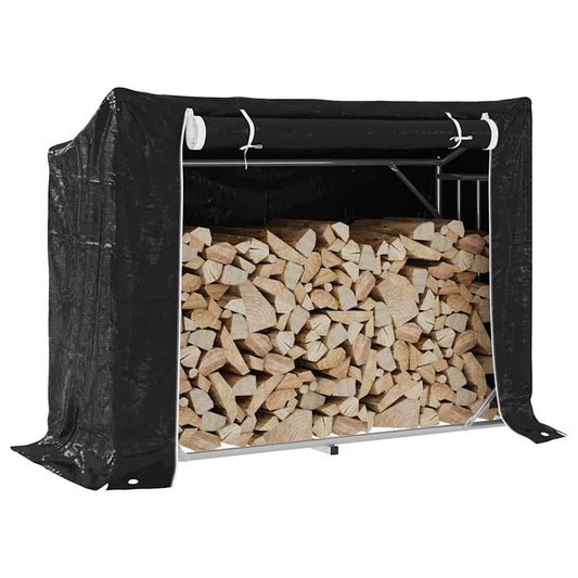 vidaxL Firewood Rack with Rain Cover 151x60,5x110,5 cm Galvanised Steel