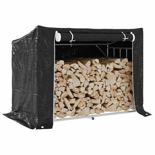 vidaxL Firewood Rack with Rain Cover 151x80,5x110,5 cm Galvanised Steel