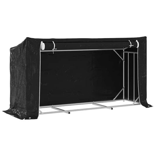vidaxL Firewood Rack with Rain Cover 200,5x60,5x110,5 cm Galvanised Steel