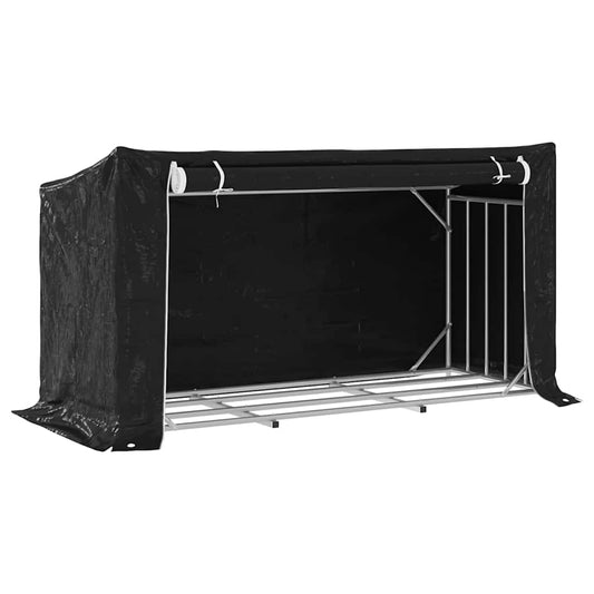 vidaxL Firewood Rack with Rain Cover 200,5x80,5x110,5 cm Galvanised Steel