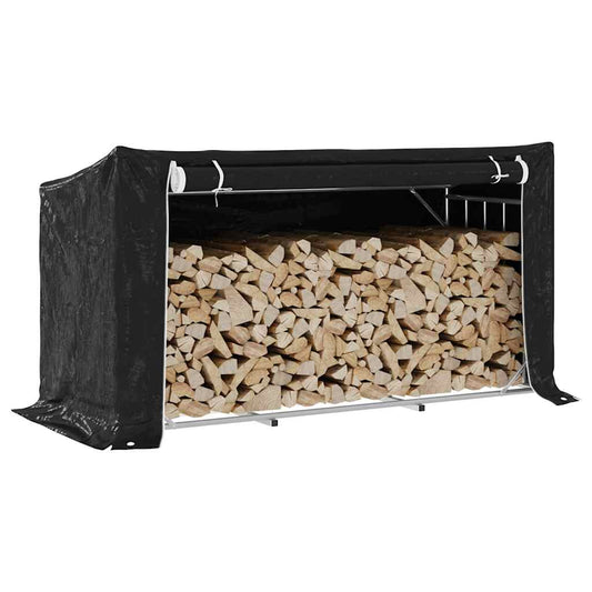 vidaxL Firewood Rack with Rain Cover 200,5x80,5x110,5 cm Galvanised Steel