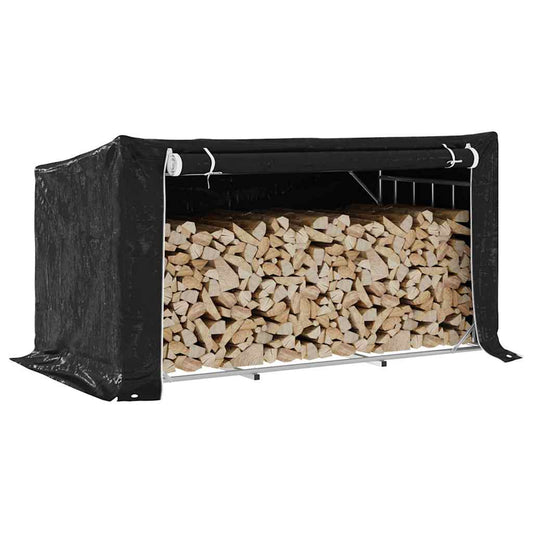 vidaxL Firewood Rack with Rain Cover 200,5x100,5x110,5 cm Galvanised Steel