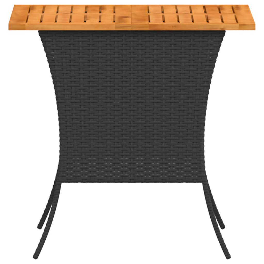 vidaXL Garden Table with Acacia Wood Top Black 105x75x72 cm Poly Rattan