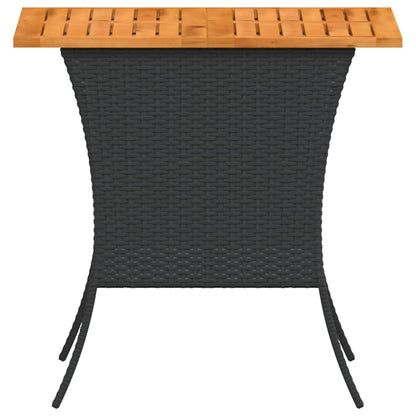vidaXL Garden Table with Acacia Wood Top Black 105x75x72 cm Poly Rattan