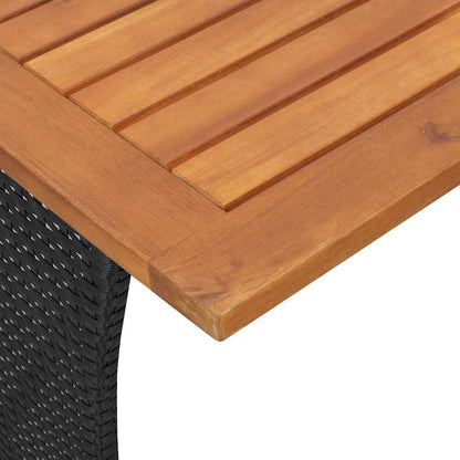 vidaXL Garden Table with Acacia Wood Top Black 105x75x72 cm Poly Rattan