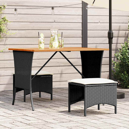 vidaXL Garden Table with Acacia Wood Top Black 105x75x72 cm Poly Rattan