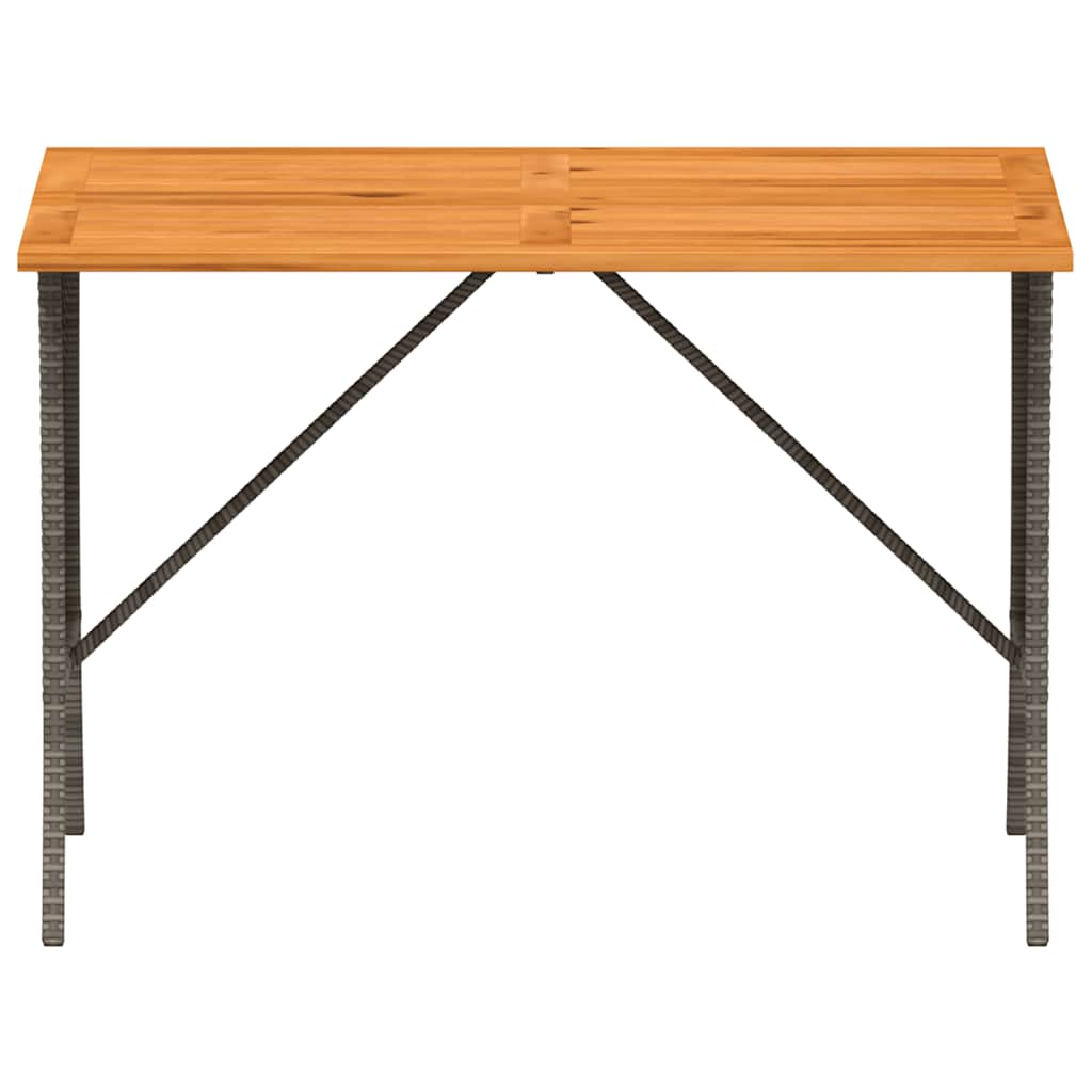 vidaXL Garden Table with Acacia Wood Top Grey 105x75x72 cm Poly Rattan