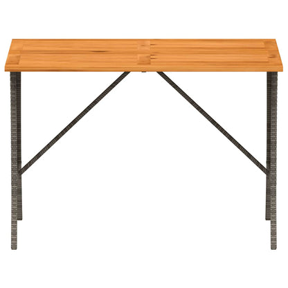 vidaXL Garden Table with Acacia Wood Top Grey 105x75x72 cm Poly Rattan