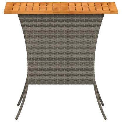 vidaXL Garden Table with Acacia Wood Top Grey 105x75x72 cm Poly Rattan