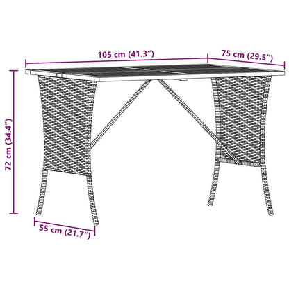 vidaXL Garden Table with Acacia Wood Top Grey 105x75x72 cm Poly Rattan