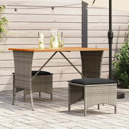 vidaXL Garden Table with Acacia Wood Top Grey 105x75x72 cm Poly Rattan