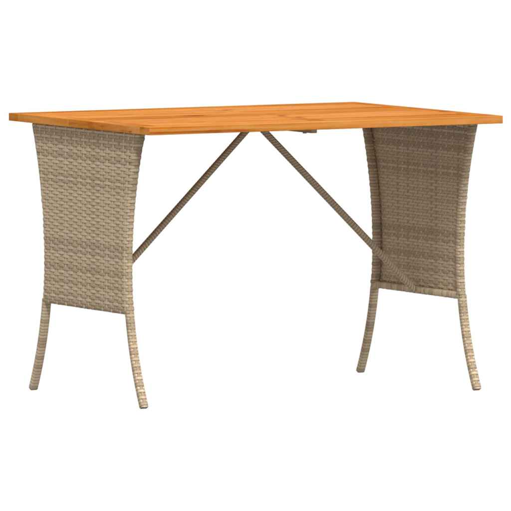 vidaXL Garden Table with Acacia Wood Top Beige 105x75x72cm Poly Rattan