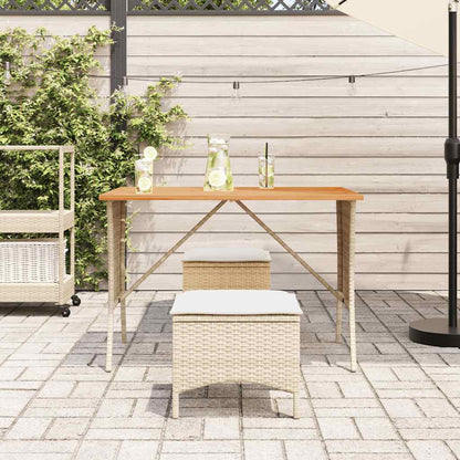 vidaXL Garden Table with Acacia Wood Top Beige 105x75x72cm Poly Rattan