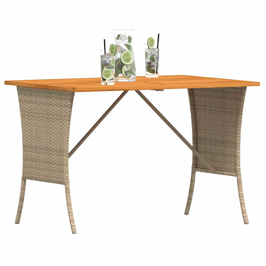 vidaXL Garden Table with Acacia Wood Top Beige 105x75x72 cm Poly Rattan