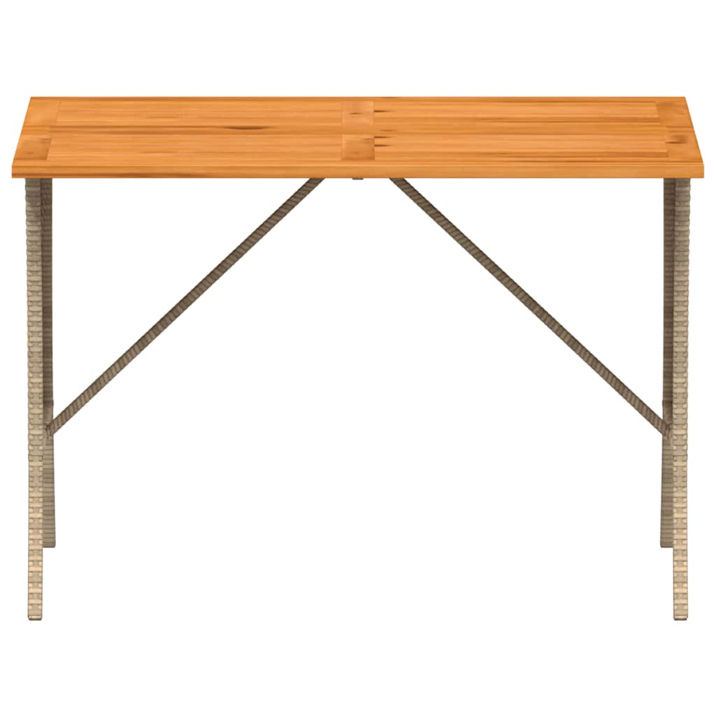 vidaXL Garden Table with Acacia Wood Top Beige 105x75x72 cm Poly Rattan