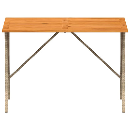 vidaXL Garden Table with Acacia Wood Top Beige 105x75x72 cm Poly Rattan