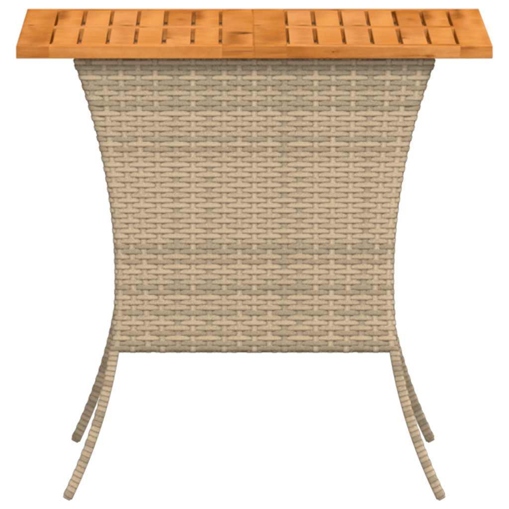 vidaXL Garden Table with Acacia Wood Top Beige 105x75x72 cm Poly Rattan