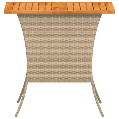 vidaXL Garden Table with Acacia Wood Top Beige 105x75x72 cm Poly Rattan
