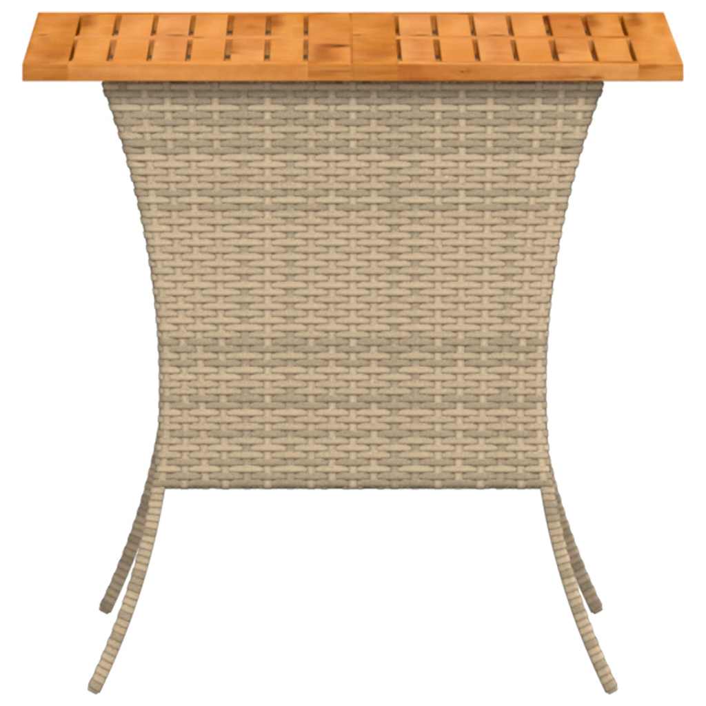 vidaXL Garden Table with Acacia Wood Top Beige 105x75x72cm Poly Rattan