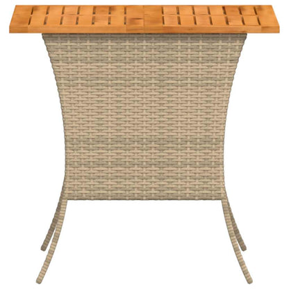vidaXL Garden Table with Acacia Wood Top Beige 105x75x72cm Poly Rattan