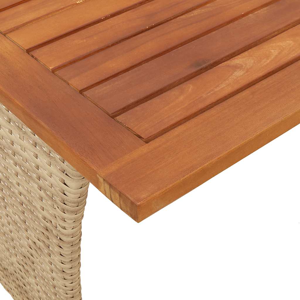 vidaXL Garden Table with Acacia Wood Top Beige 105x75x72cm Poly Rattan