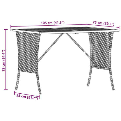 vidaXL Garden Table with Acacia Wood Top Beige 105x75x72 cm Poly Rattan
