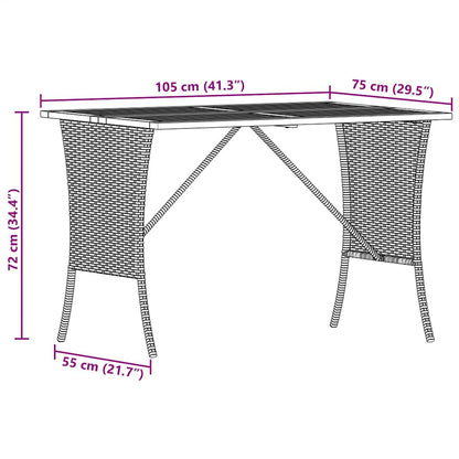 vidaXL Garden Table with Acacia Wood Top Beige 105x75x72cm Poly Rattan