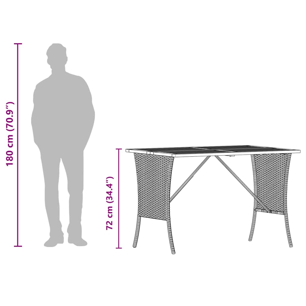 vidaXL Garden Table with Acacia Wood Top Beige 105x75x72 cm Poly Rattan