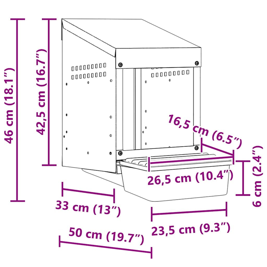 vidaXL Chicken Nesting Box 1 Compartment Wall-Mounted Galvanised Steel