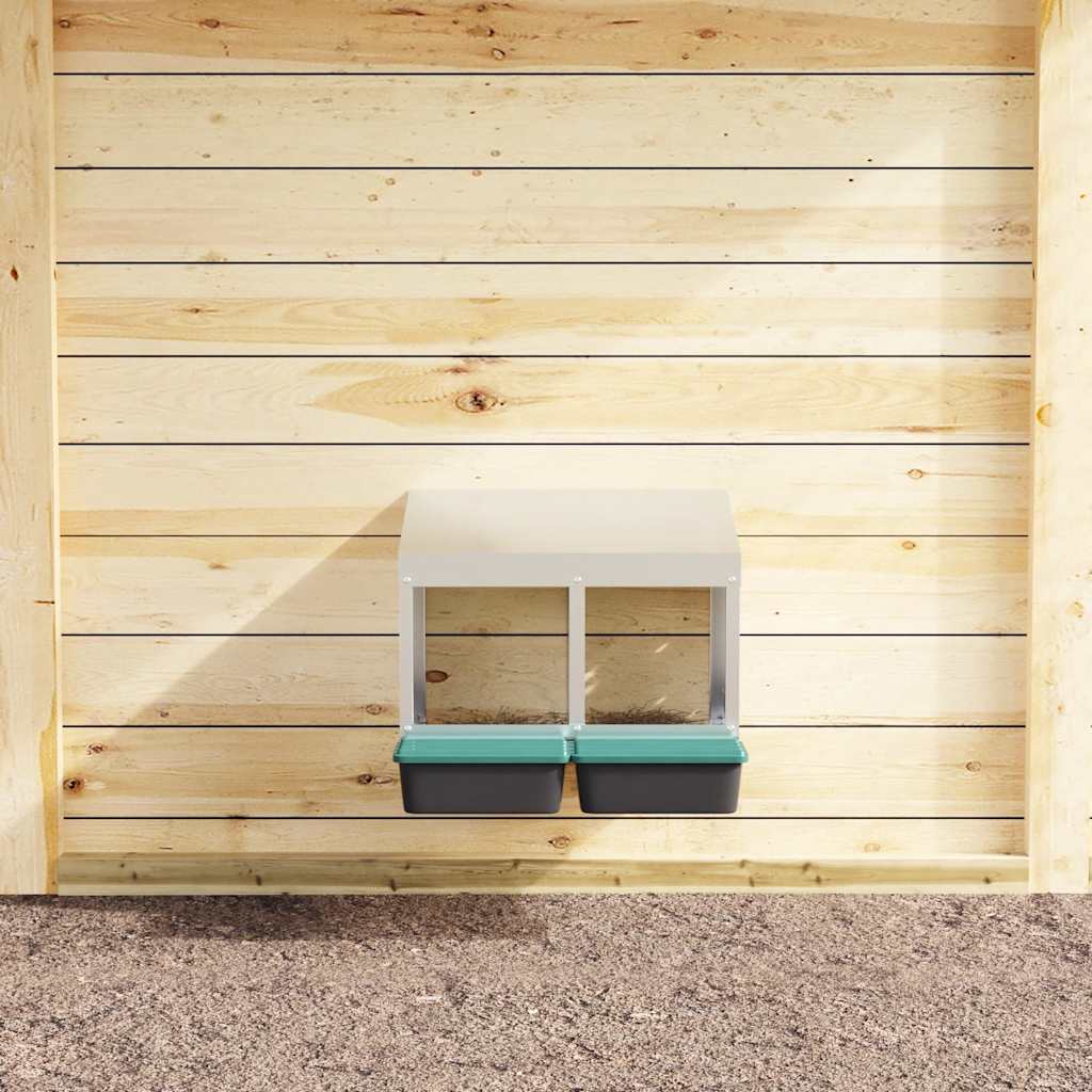 vidaXL Chicken Nesting Box 2 Compartments Wall-Mounted Galvanised Steel