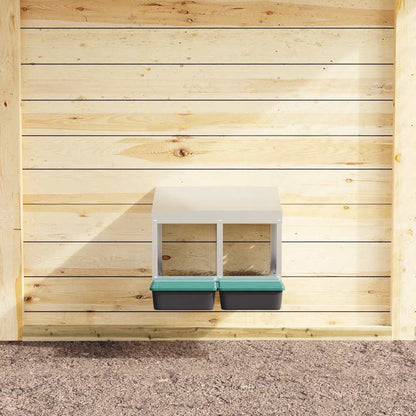 vidaXL Chicken Nesting Box 2 Compartments Wall-Mounted Galvanised Steel