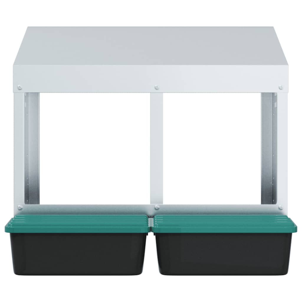 vidaXL Chicken Nesting Box 2 Compartments Wall-Mounted Galvanised Steel