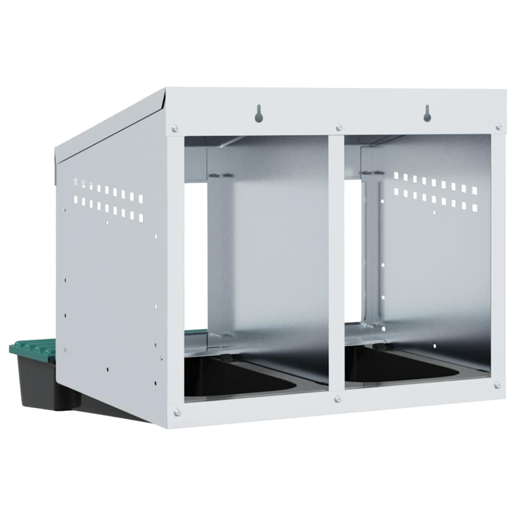 vidaXL Chicken Nesting Box 2 Compartments Wall-Mounted Galvanised Steel