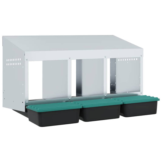 vidaXL Chicken Nesting Box 3 Compartments Wall-Mounted Galvanised Steel