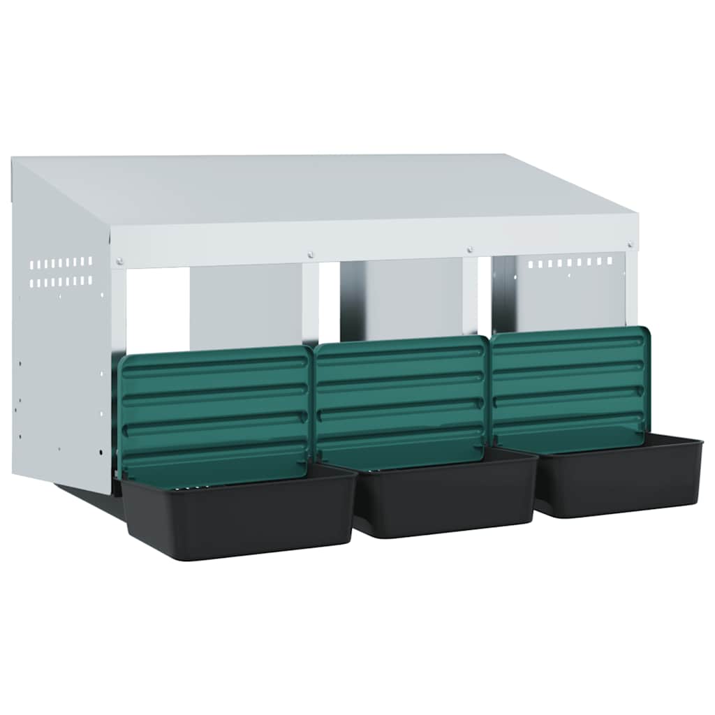 vidaXL Chicken Nesting Box 3 Compartments Wall-Mounted Galvanised Steel