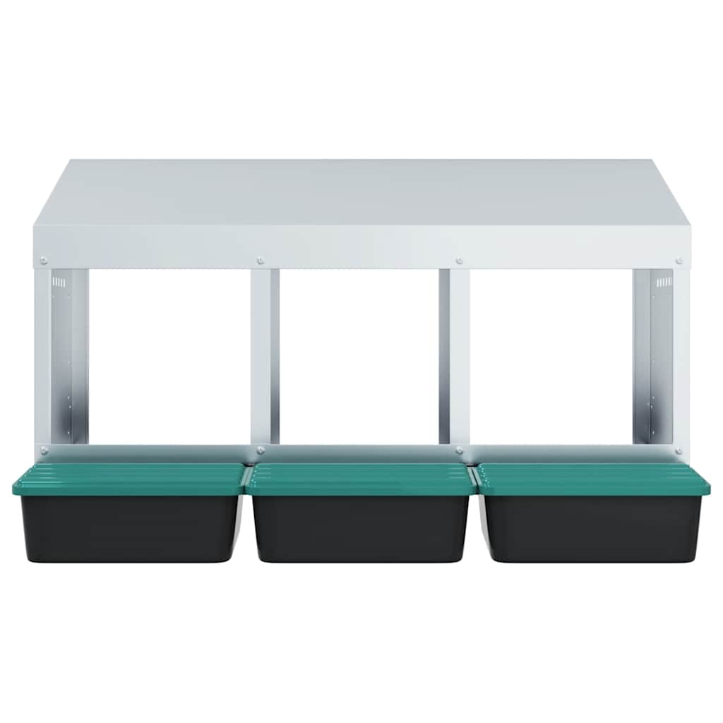 vidaXL Chicken Nesting Box 3 Compartments Wall-Mounted Galvanised Steel