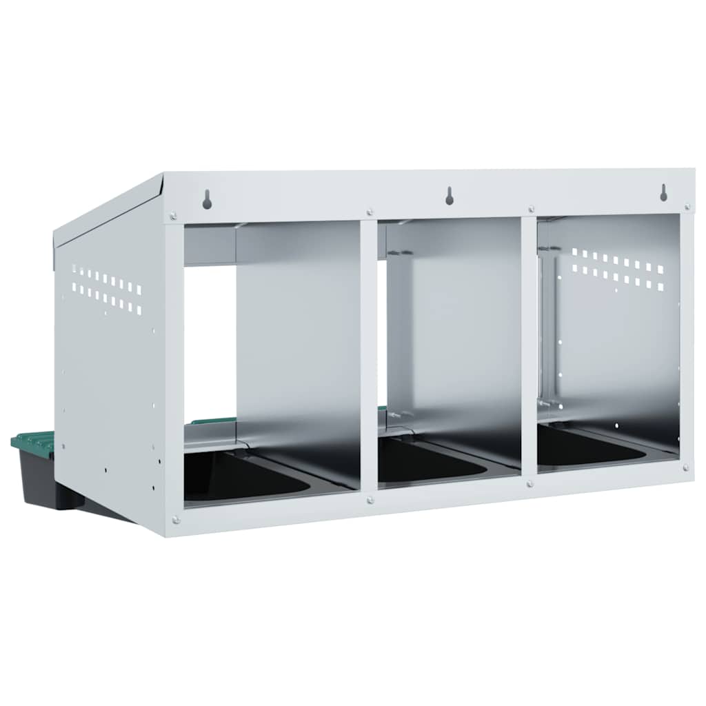 vidaXL Chicken Nesting Box 3 Compartments Wall-Mounted Galvanised Steel