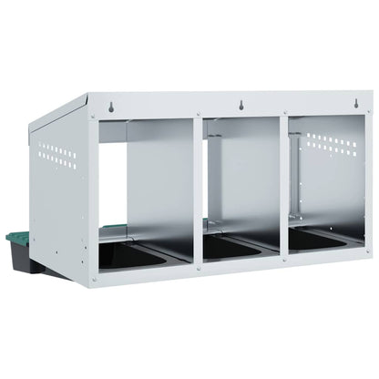 vidaXL Chicken Nesting Box 3 Compartments Wall-Mounted Galvanised Steel