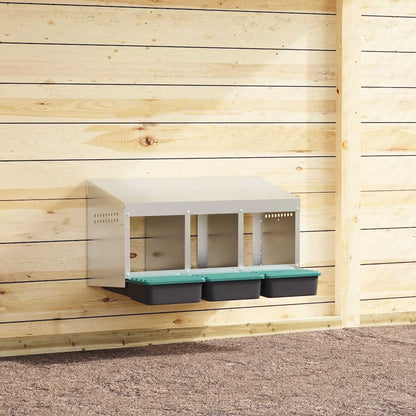 vidaXL Chicken Nesting Box 3 Compartments Wall-Mounted Galvanised Steel