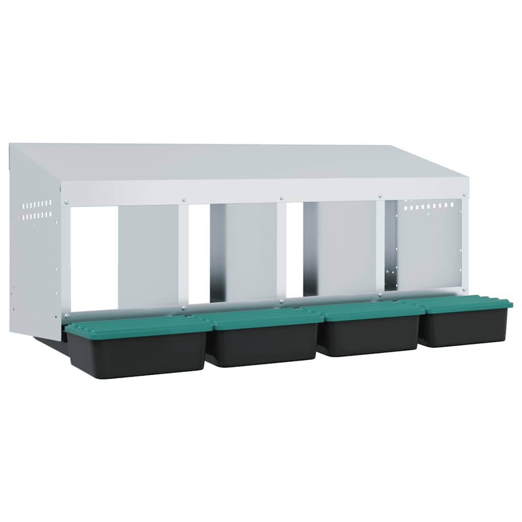 vidaXL Chicken Nesting Box 4 Compartments Wall-Mounted Galvanised Steel