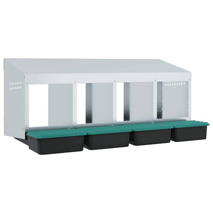 vidaXL Chicken Nesting Box 4 Compartments Wall-Mounted Galvanised Steel