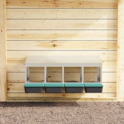 vidaXL Chicken Nesting Box 4 Compartments Wall-Mounted Galvanised Steel