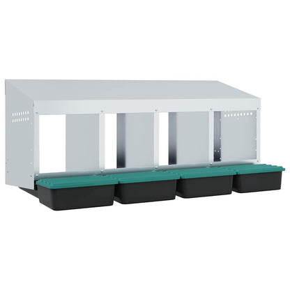 vidaXL Chicken Nesting Box 4 Compartments Wall-Mounted Galvanised Steel