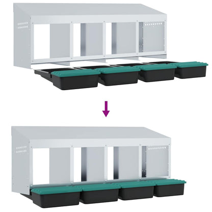 vidaXL Chicken Nesting Box 4 Compartments Wall-Mounted Galvanised Steel