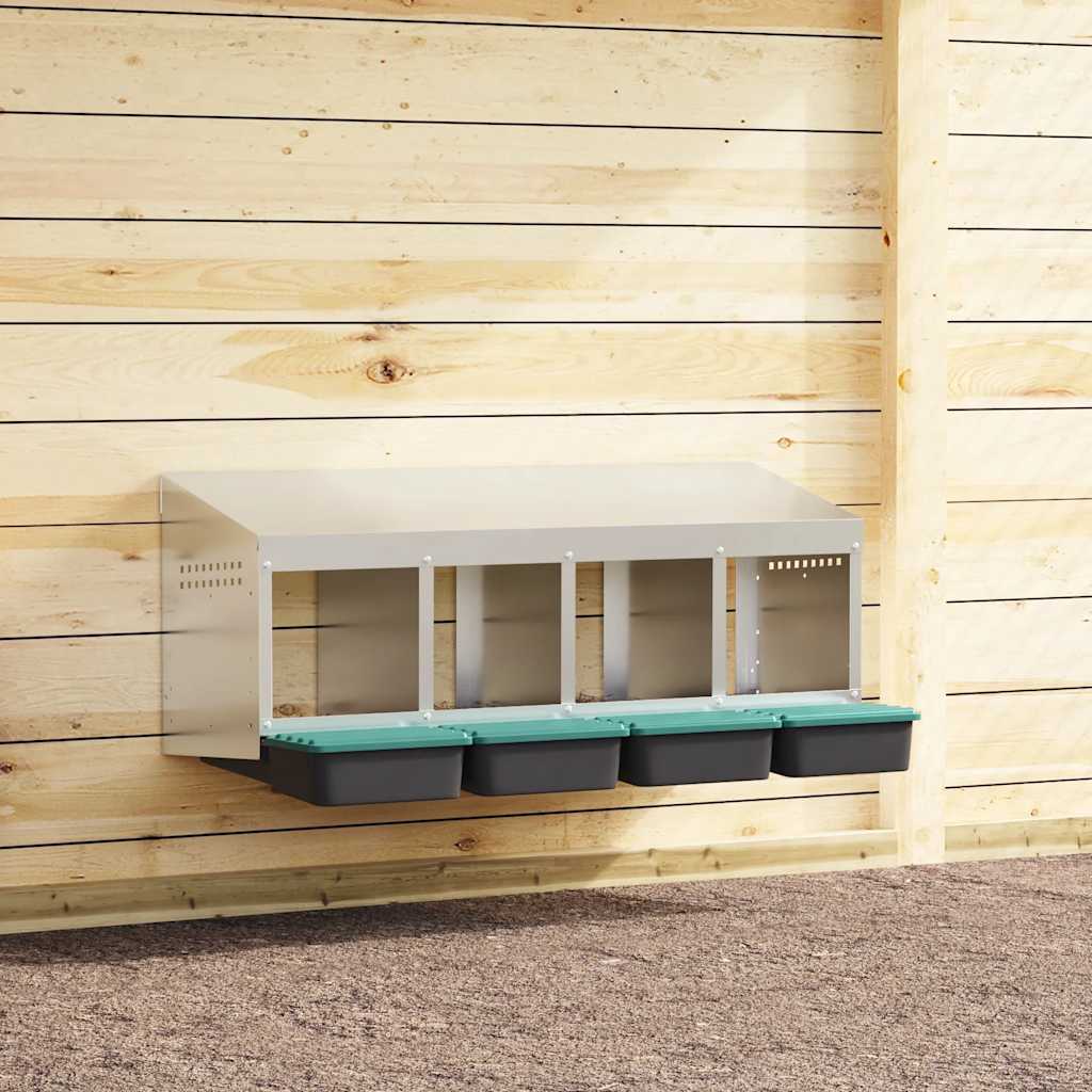 vidaXL Chicken Nesting Box 4 Compartments Wall-Mounted Galvanised Steel