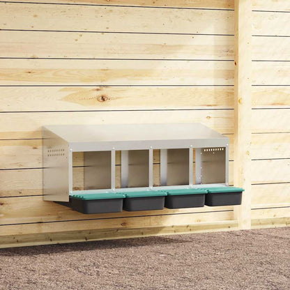 vidaXL Chicken Nesting Box 4 Compartments Wall-Mounted Galvanised Steel